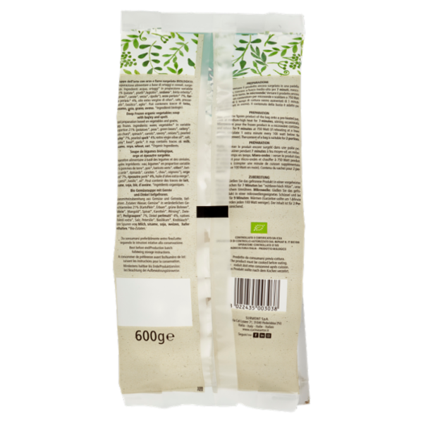 Cucina Sartor Bio Zuppa dell'Orto con orzo e farro Surgelato 600 g