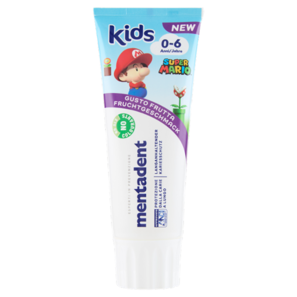 Mentadent Kids 0-6 Anni Super Mario Gusto Frutta 75 ml
