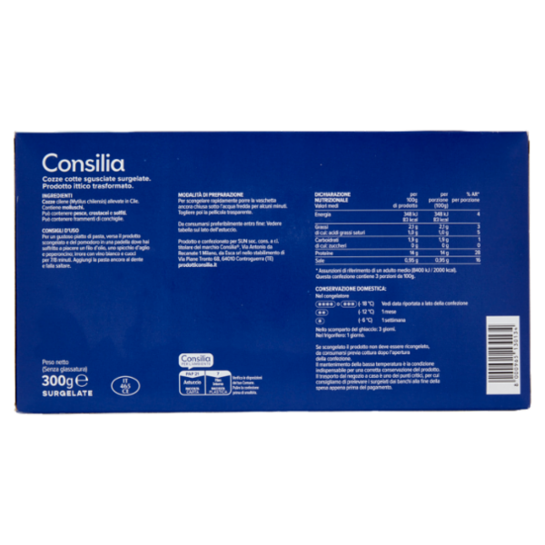 Consilia Cozze Cilene Sgusciate Surgelate 300 g