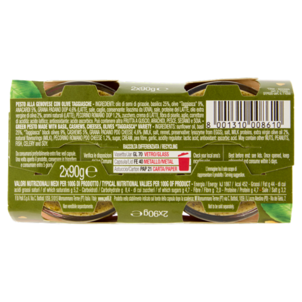 Polli Pesto alla Genovese con Olive Taggiasche 2 x 90 g