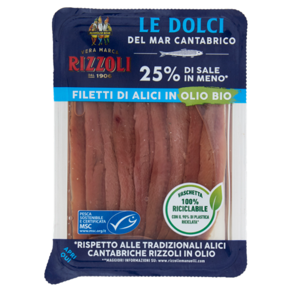 Rizzoli le Dolci del Mar Cantabrico Filetti di Alici in Olio Bio 60 g