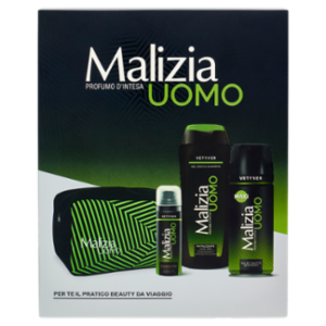 Malizia Uomo Vetyver Schiuma Da Barba 50 ML + Gel Doccia Shampoo 250 ML + Edt Deodorant Maxi 175 ML