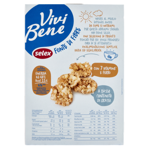 Selex Vivi Bene Fiocchi di Riso e Frumento Integrale a Basso Contenuto di Grassi 375 g