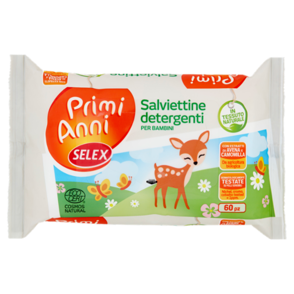 Selex Primi Anni Salviettine Detergenti per Bimbo in Tessuto Naturale 60 pezzi