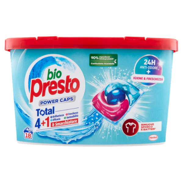 BIO PRESTO Power Caps Igiene & Freschezza 18 Lavaggi 18 x 12 g
