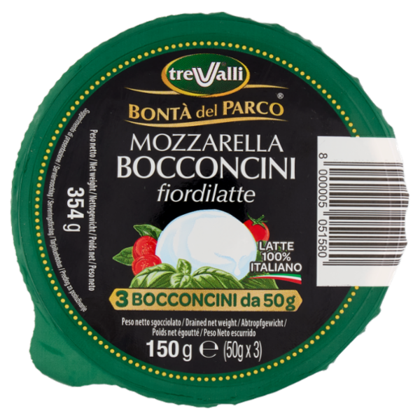 treValli Bontà del Parco Mozzarella Bocconcini fiordilatte 3 x 50 g