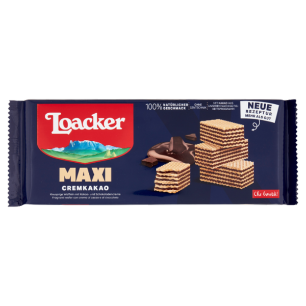 Loacker Maxi Cremkakao Wafer con crema al cacao nobile dell'Ecuador e al cioccolato Wafers 200g