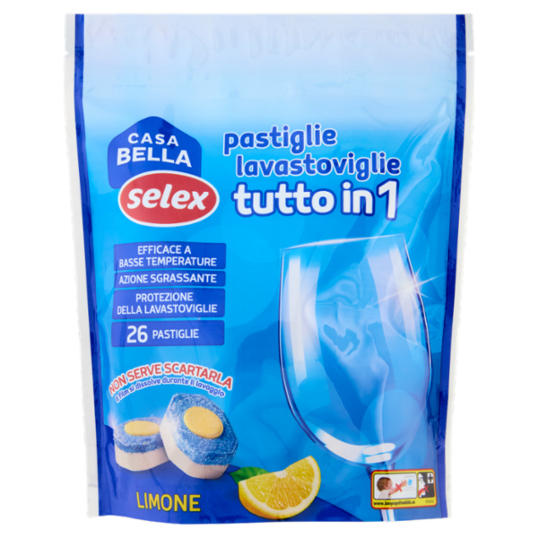 Selex Casa Bella Detersivo per Lavastoviglie Pastiglie Tutto in 1 al Limone 26x17 g