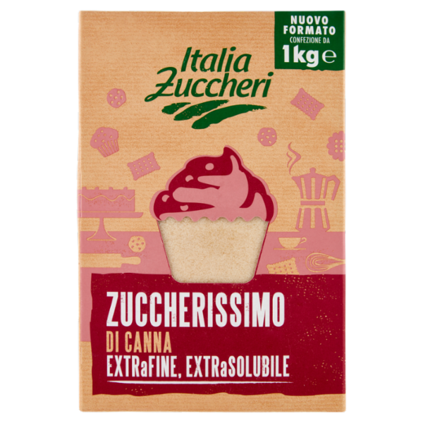 Italia Zuccheri Zuccherissimo di Canna Extra Fine, Extra Solubile 1 kg