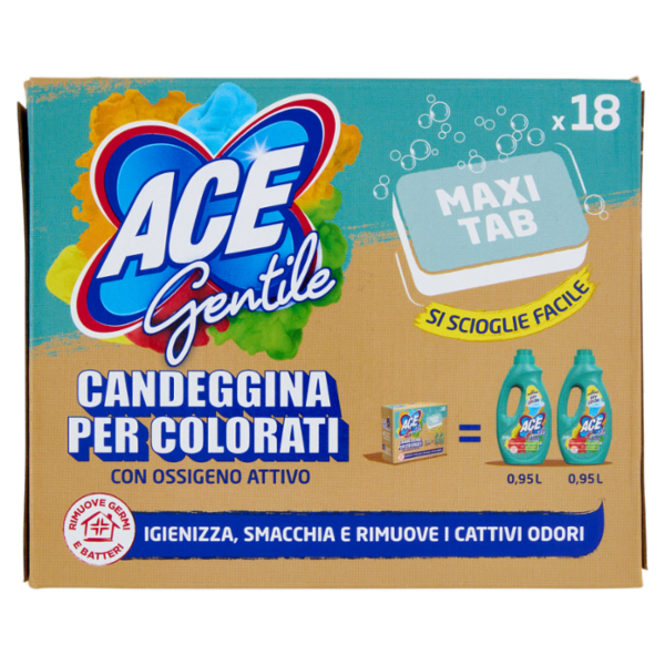 Ace Gentile Maxi Tab Candeggina per Colorati 18 x 18 g
