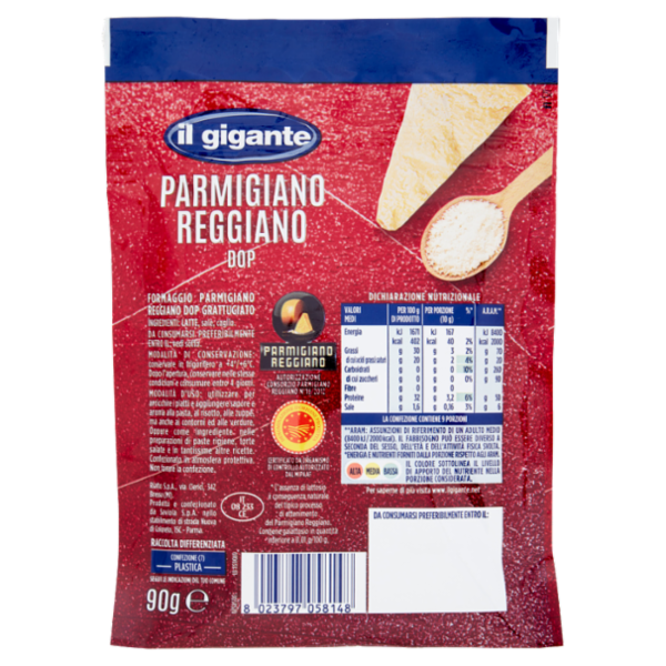 IL GIGANTE Parmigiano Reggiano DOP Fresco di Grattugia 90 g