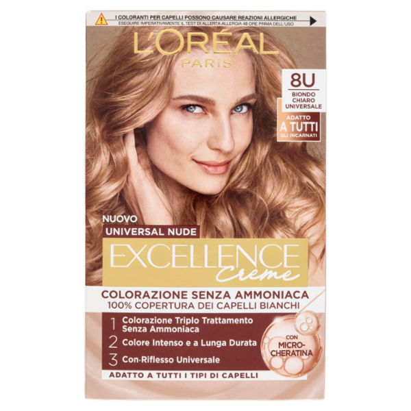 L'Oréal Paris Excellence Creme Universal Nude Colorazione Senza Ammoniaca 8U Biondo Chiaro Universal