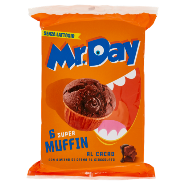 Mr.Day 6 Super Muffin al Cacao con Ripieno di Crema al Cioccolato 6 x 50 g