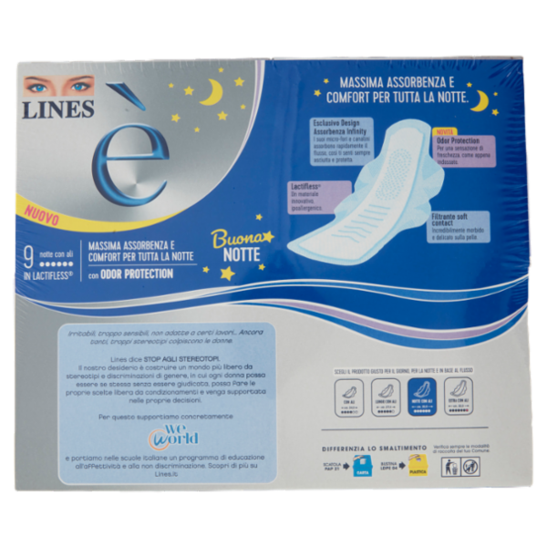 Lines è Assorbenti notte con ali 4 x 9 pz