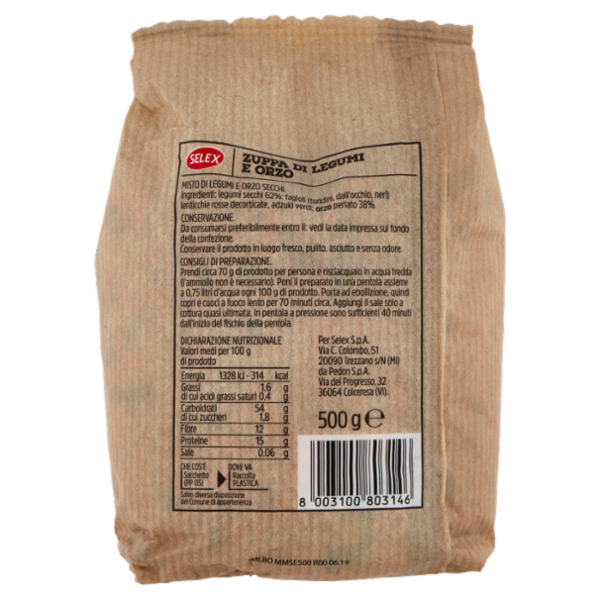 Selex Legumi e Cereali Secchi Misto per Minestrone d'Orzo 500 g