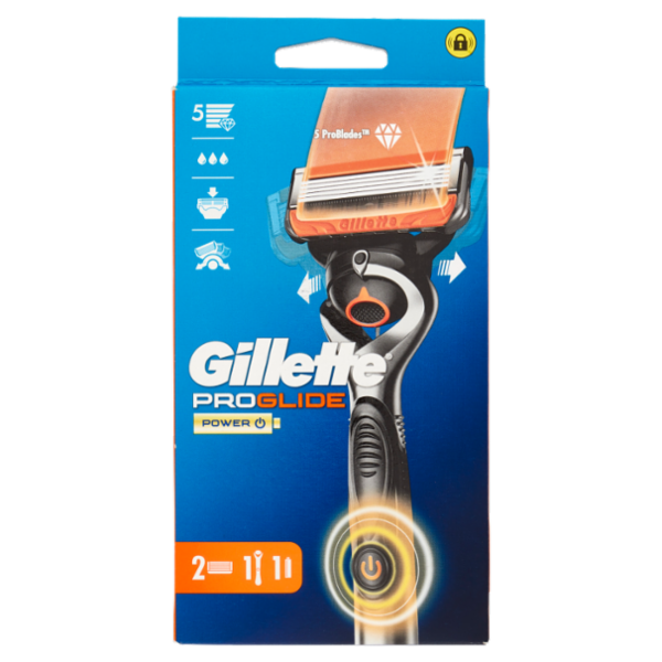 Gillette ProGlide Power Rasoio da Uomo Manico + Lamette di Ricambio, 2 Ricariche