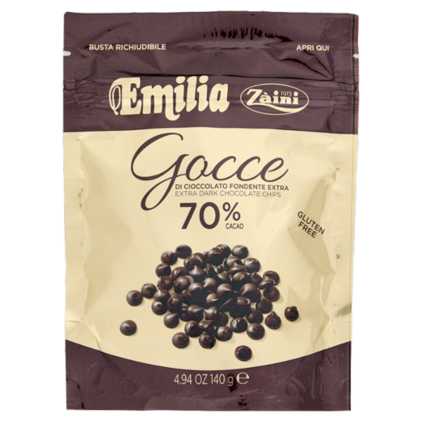 Zàini Emilia Gocce di Cioccolato Fondente Extra 70% Cacao 140 g