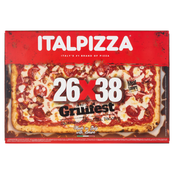 Italpizza 26x38 Grillfest Salamino, Salsiccia, Bacon Meat Lovers Edition 535 g