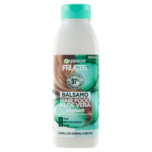 Garnier Fructis Hair Food, Balsamo idratante all'aloe per capelli disidratati, 350 ml