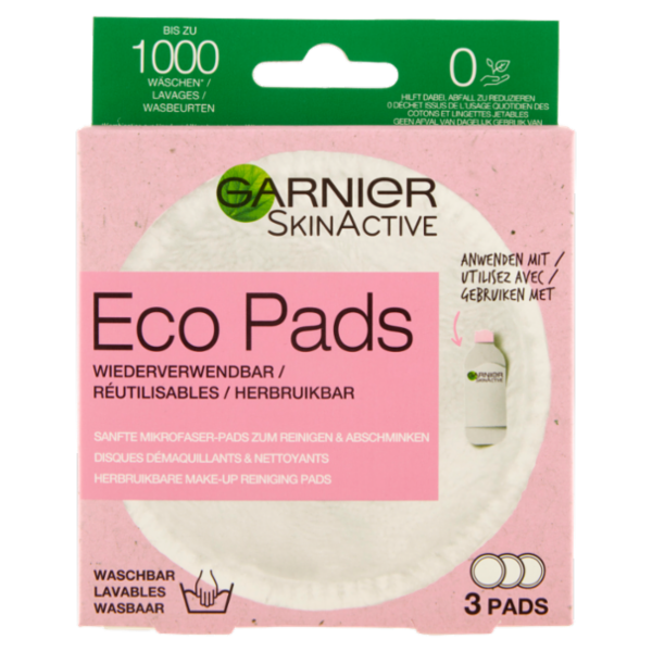 Garnier SkinActive Dischetti Ecologici Struccanti in Microfibra EcoPads, Lavabili e Riutilizzabili