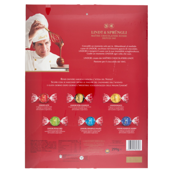 Lindt Lindor Calendario Avvento Cioccolatini Assortiti 299 g