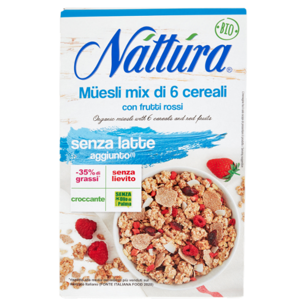 Náttúra Müesli mix di 6 cereali con frutti rossi Bio 300 g