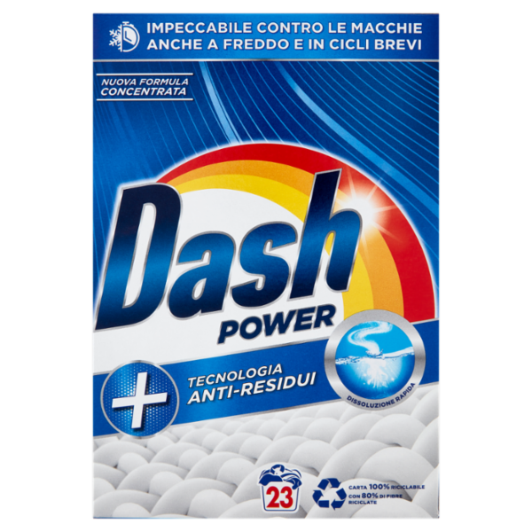 Dash Power Detersivo Lavatrice in Polvere, Tecnologia Anti-Residui, 23 Lavaggi 1150 g