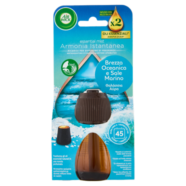 Air Wick Diffusore di Fragranza con oli essenziali Brezza Oceanica e Sale Marino Ricarica 20 mL