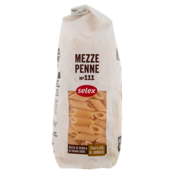 Selex Pasta di Semola Trafilata al Bronzo Mezze Penne 500 g