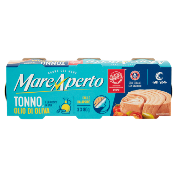 MareAperto Tonno, Olio di Oliva e un Pizzico di Sale 3 x 80 g