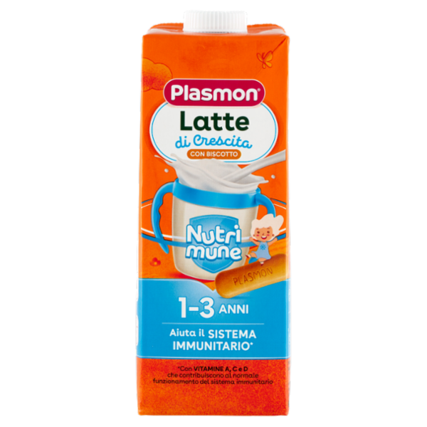 Plasmon Latte di Crescita con Biscotto Nutri mune 1-3 Anni 1 L