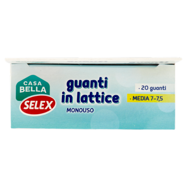 Selex Casa Bella Guanti Monouso in Lattice Naturale Misura Media (7-7,5) Dispenser 20 pezzi