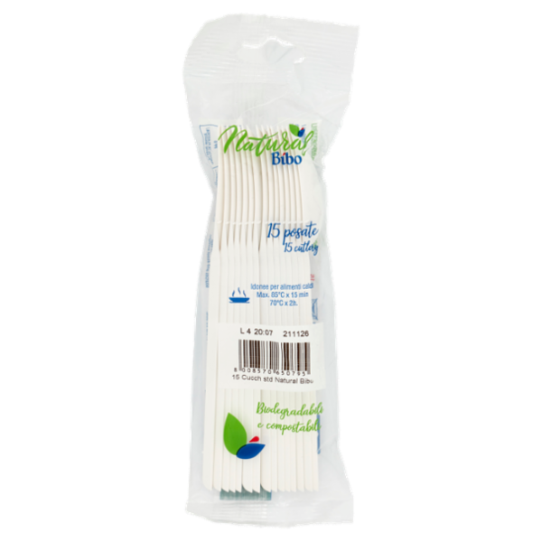 Natural Bibo Cucchiai Standard Biodegradabili e compostabili 15 pz