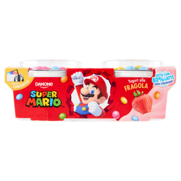 DANONE Super Mario, Yogurt gusto Fragola con Confettini, 2x110g