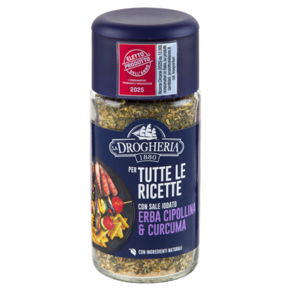 La Drogheria 1880 per Tutte le Ricette con Sale Iodato Erba Cipollina & Curcuma85 g