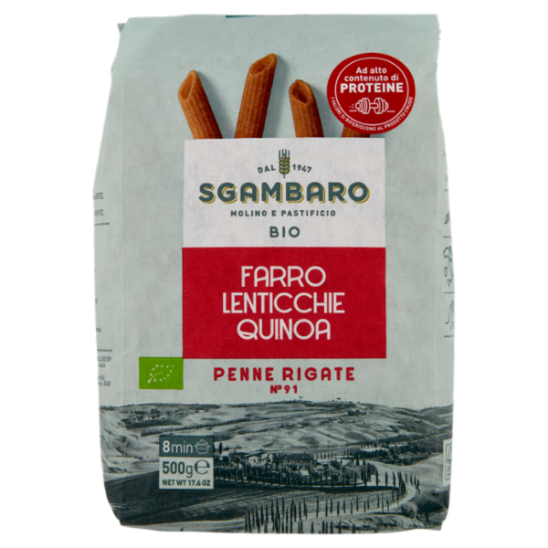 Sgambaro Bio Farro Lenticchie Quinoa Penne Rigate N°91 500 g