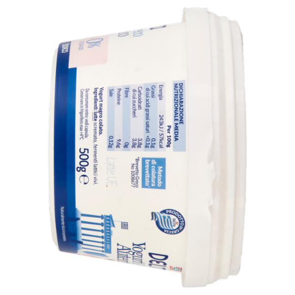 Delta Yogurt Greco Autentico 0% di Grassi Bianco 500 g