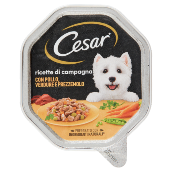 Cesar Ricette di Campagna Cibo Umido Cane in Vaschetta con Pollo, Verdurine e Prezzemolo 150 g