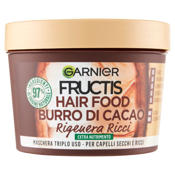 Garnier Fructis Maschera Hairfood Burro di Cacao, per capelli secchi e ricci 390 ml