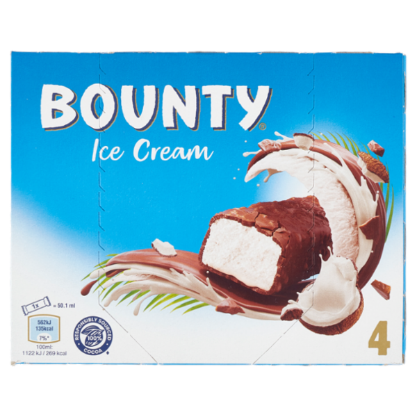 Bounty Barretta Gelato con cioccolato e cocco, Multipack 4 x 39.1 g