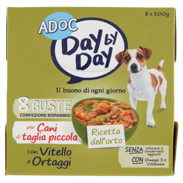 ADoC Day by Day per Cani di taglia piccola con Vitello e Ortaggi 8 x 100 g