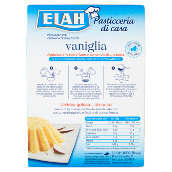 Elah Preparato per Crema da Tavola Gusto vaniglia 70 g