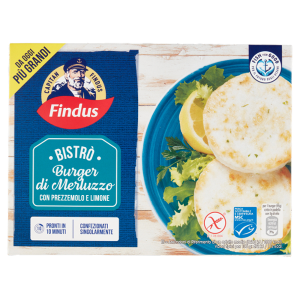 Capitan Findus Bistrò Burger di Merluzzo con prezzemolo e limone 190 g