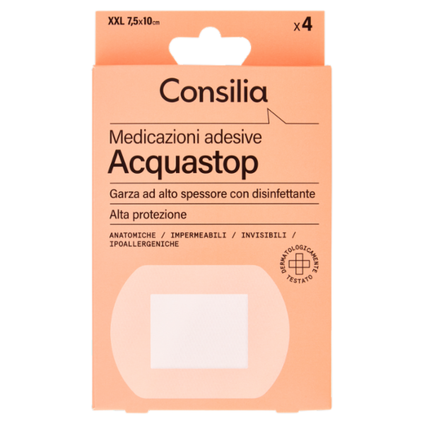 Consilia Medicazioni Adesive Impermeabili Formato XXL 7,5x10 cm 4 pezzi