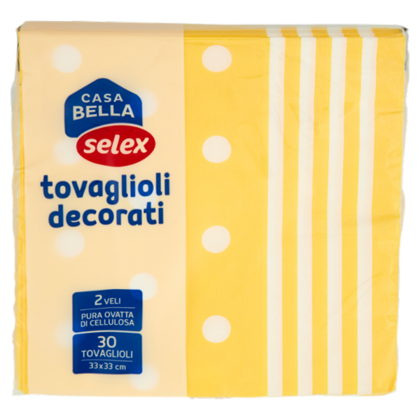 Selex Casa Bella Tovaglioli 2 Veli 33X33 cm Decoro Mixi Giallo 30 pezzi