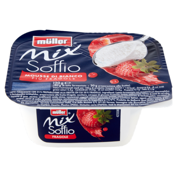 müller Mix Soffio Mousse di Bianco Più Fragole 120 g