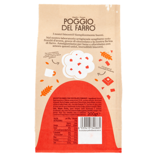 Poggio del Farro Crunchy Cookie con Farro e Cioccolato 200 g