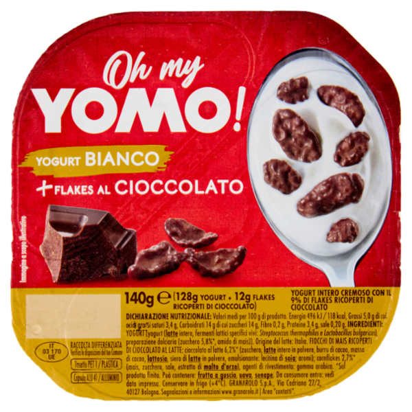 Oh my Yomo! Yogurt Bianco + Flakes al Cioccolato 140 g
