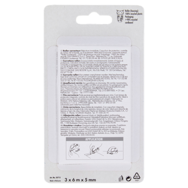 UHU Correction Mini Roller 6m x 5mm 3 pz