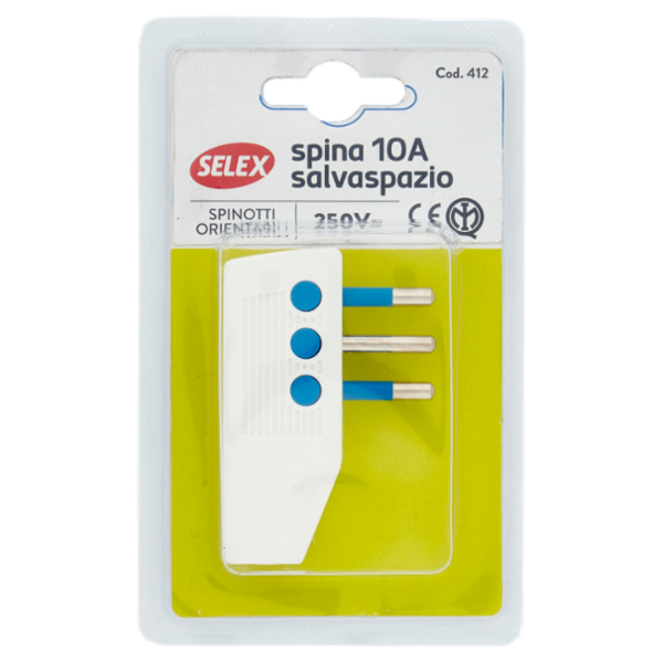 Selex Spina Salvaspazio 10A(Ita) con Spinotti Orientabili e Uscita Cavo 90° Bianco